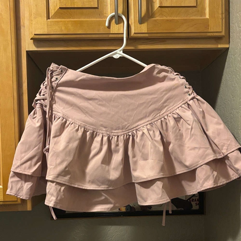 SHEIN Asymmetrical Pink Ruffle Skirt